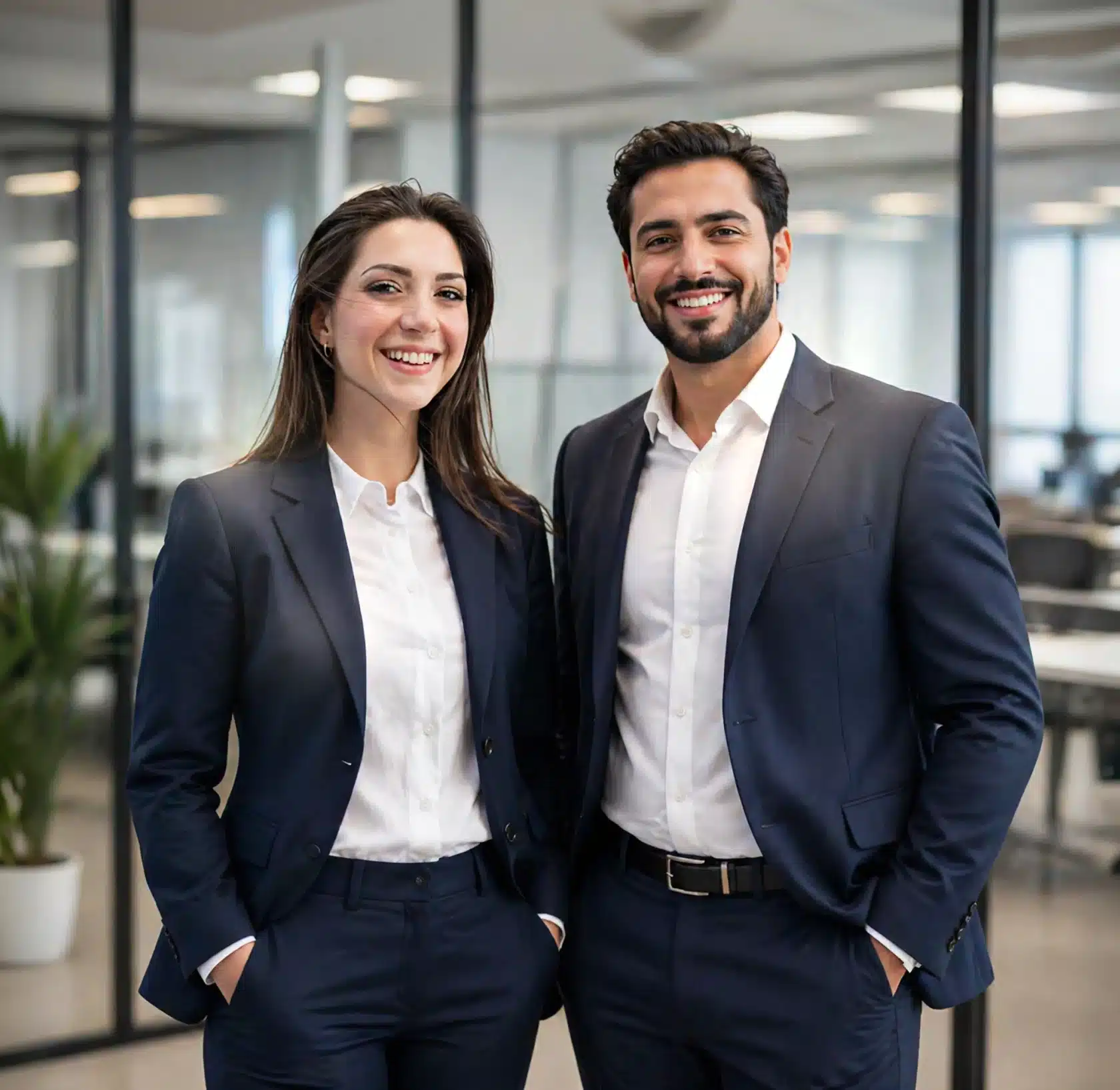mission professional people smiling in office